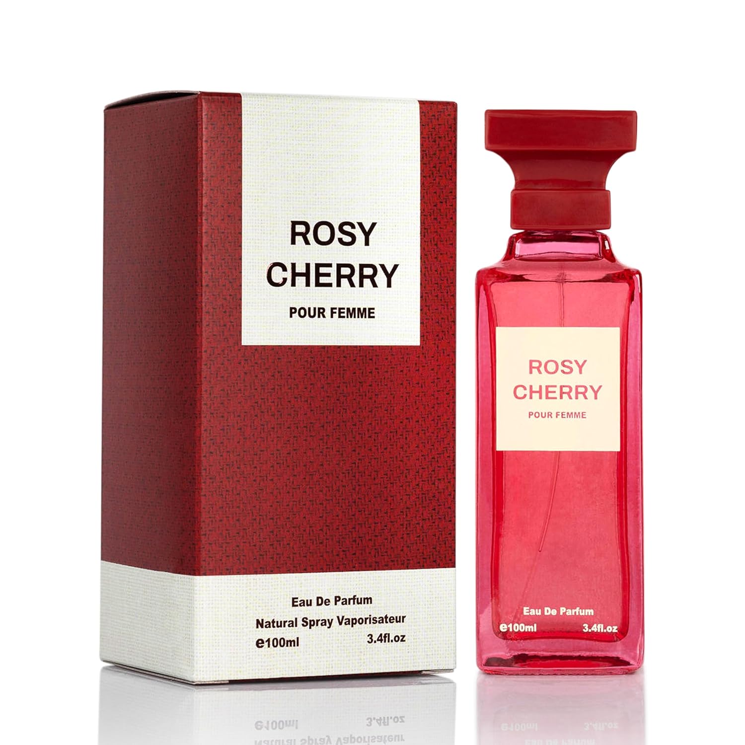 Rosy Cherry for Women - Fruity Floral Fragrance - Top Notes of Cherry & Bitter Almond - Base Scents of Vanilla, Cinnamon, Sandalwood, Cedar, Patchouli & Vetiver - Elegant 100ml Bottle, Women Parfumes