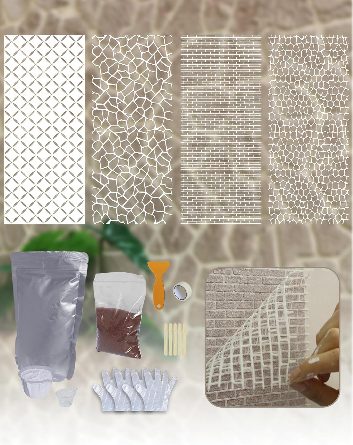 iLAND Dollhouse Accessories Miniature Bricks Stones 3D Wall or Floor DIY Kits for Dollhouse Building Materials 1/12 Scale Accessories and Tiny Bricks Wall Molding for Diorama Supplies