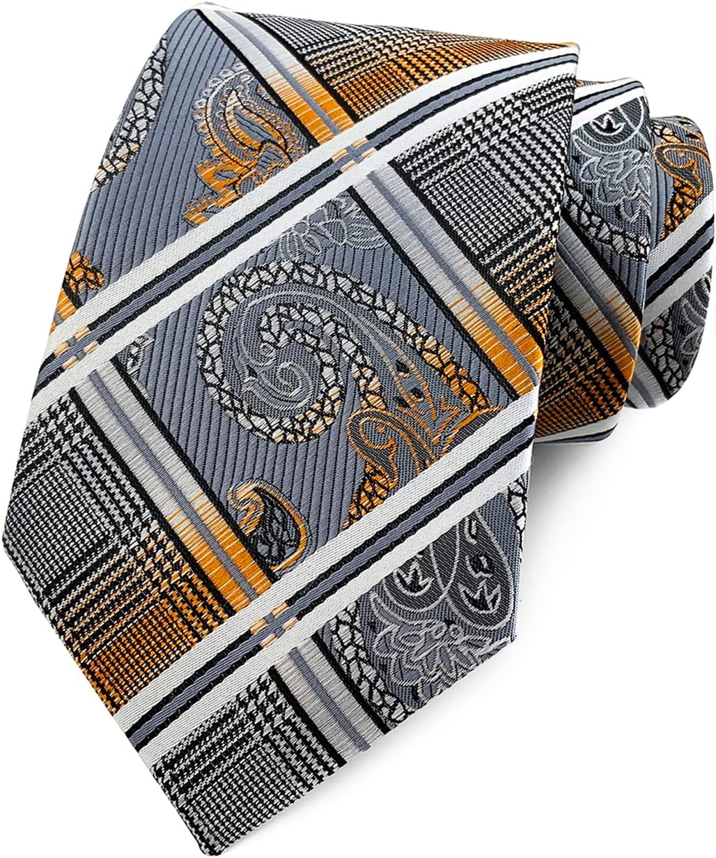 marysgift Men's Fashion Woven Necktie Paisley Plaid Floral Colourful Ties for Wedding Party Prom - 57.48" x 3.15"(146cm*8cm)