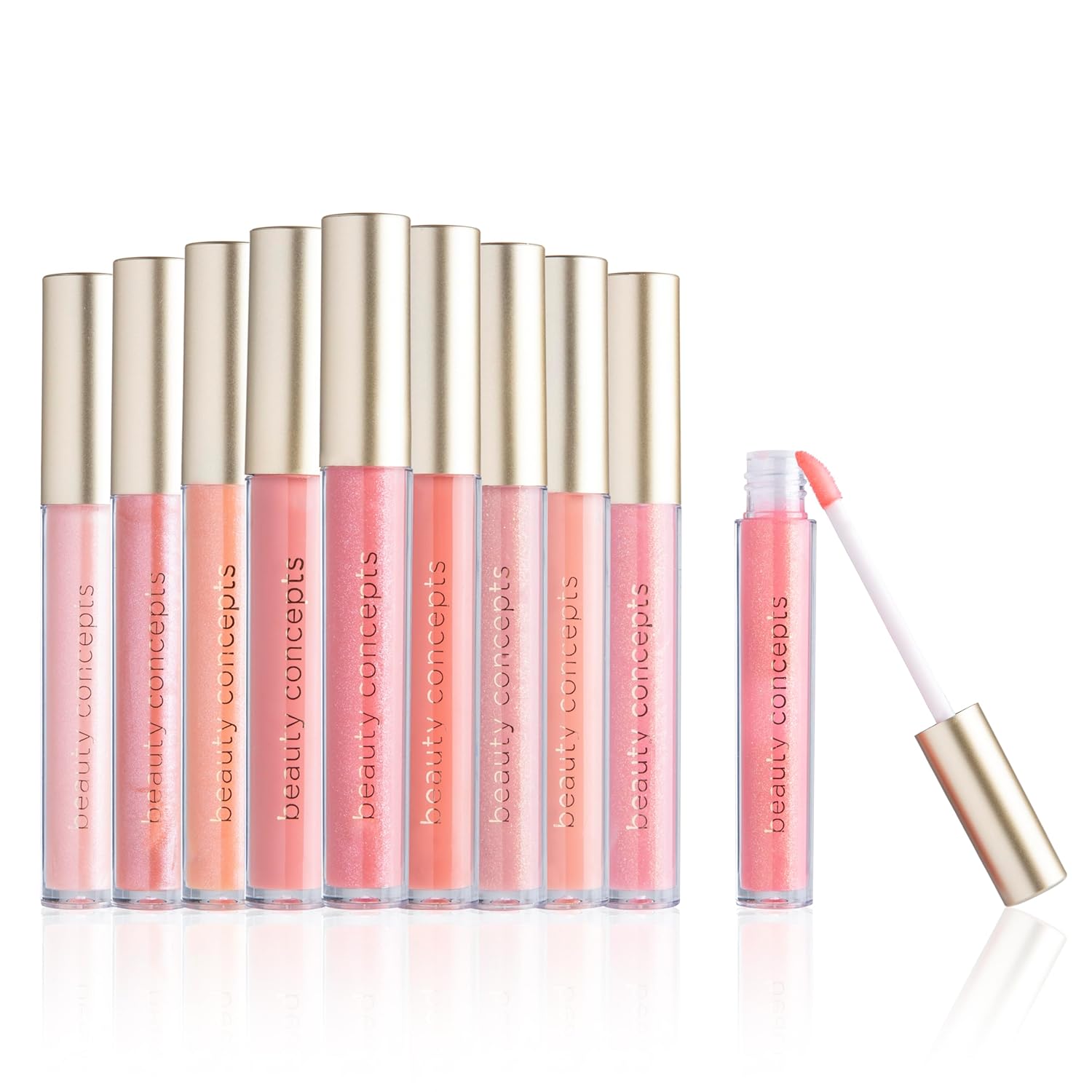 Beauty Concepts Lip Gloss Collection – Shimmering, Glossy Lip Makeup Set for a Radiant Finish, Pink Colors Collection