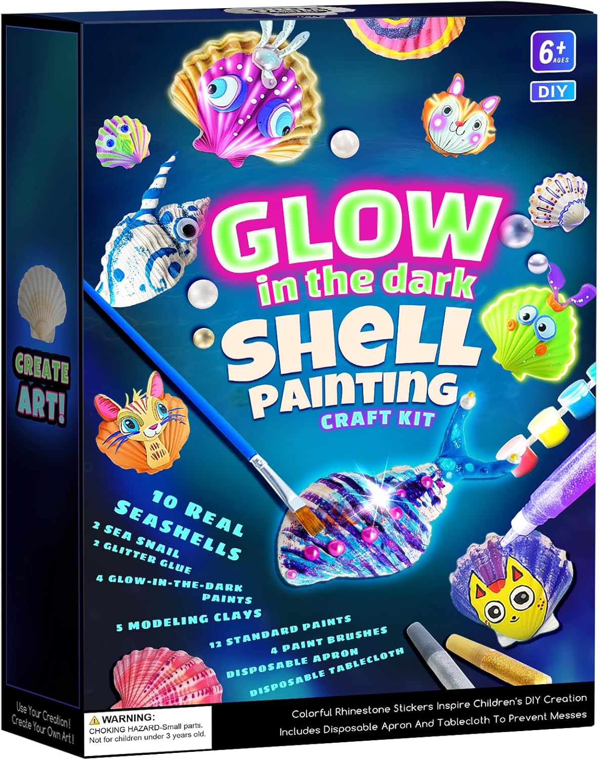 EPUMP Shell Painting Kit for Kids - Glow in The Dark Arts and Crafts Supplies Kits for Girls Boys - Kids Activities Creative Art Set Birthday Gifts DIY Paint Toys for Age 6 7 8 9 10 11 12 Years Old
