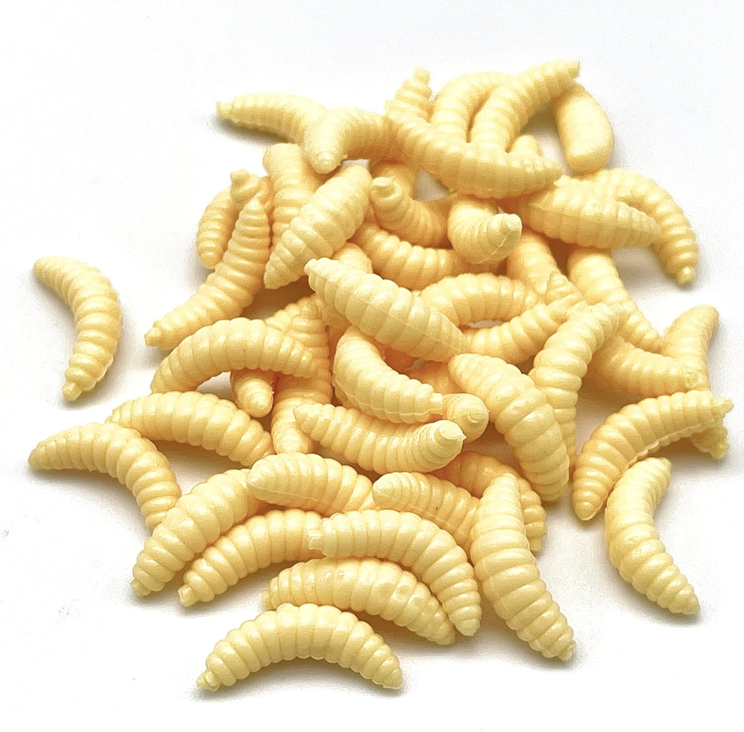 EVERBAY Worms for Fishing Soft Lures - Smelling Fake Worms Fishing Lures – Carp Fishing Bait – Brown Trout Barbel Lures Silicone Soft Maggot Earthworm Artificial Bait Lifelike Swimbait - 50pcs