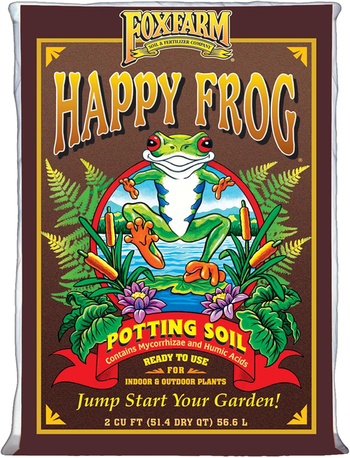 FoxFarm Happy Frog Potting Soil, 2cu ft - for Indoor/Outdoor Container Plants - Contains Mycorrhizae and Humic Acids