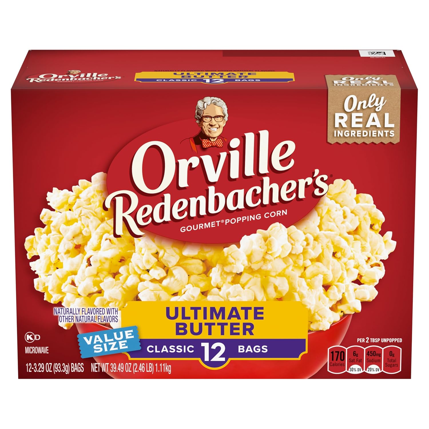 Orville Redenbacher's Microwave Popcorn, Ultimate Butter Flavor, 3.29 oz., 12-Count