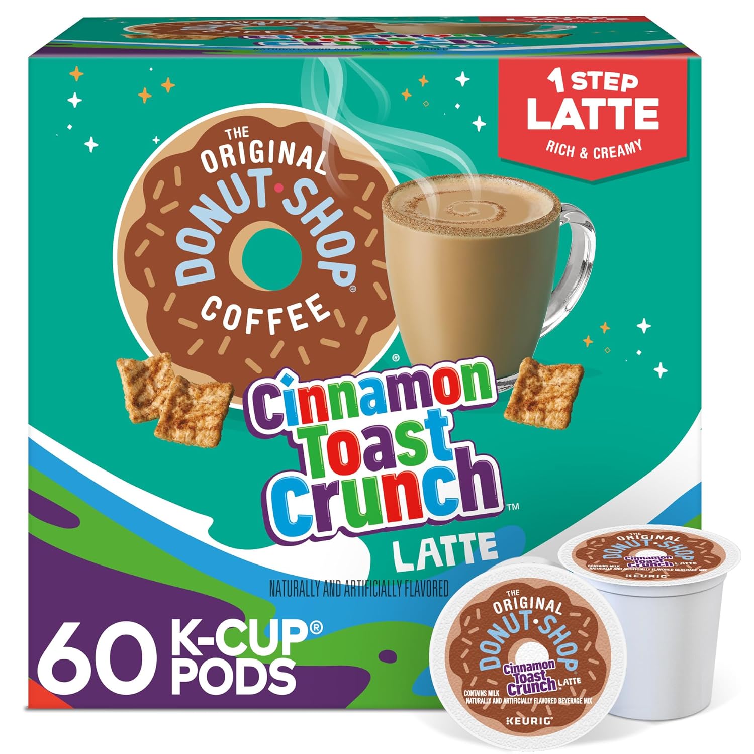 The Original Donut Shop Cinnamon Toast Crunch One-Step Latte, Keurig Single Serve K-Cup Pods, 60 Count (6 Packs of 10)