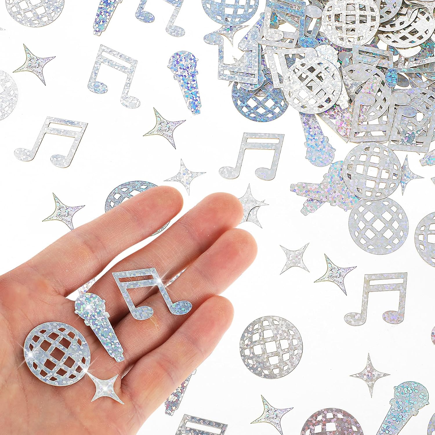 Disco Confetti, 240PCS Disco Ball Foil Confetti, Glitter Disco Ball Party Decorations, Mini Disco Ball Confetti and Music Note Confetti for 70s 80s Hippie Birthday Music Party Table Decor Supplies