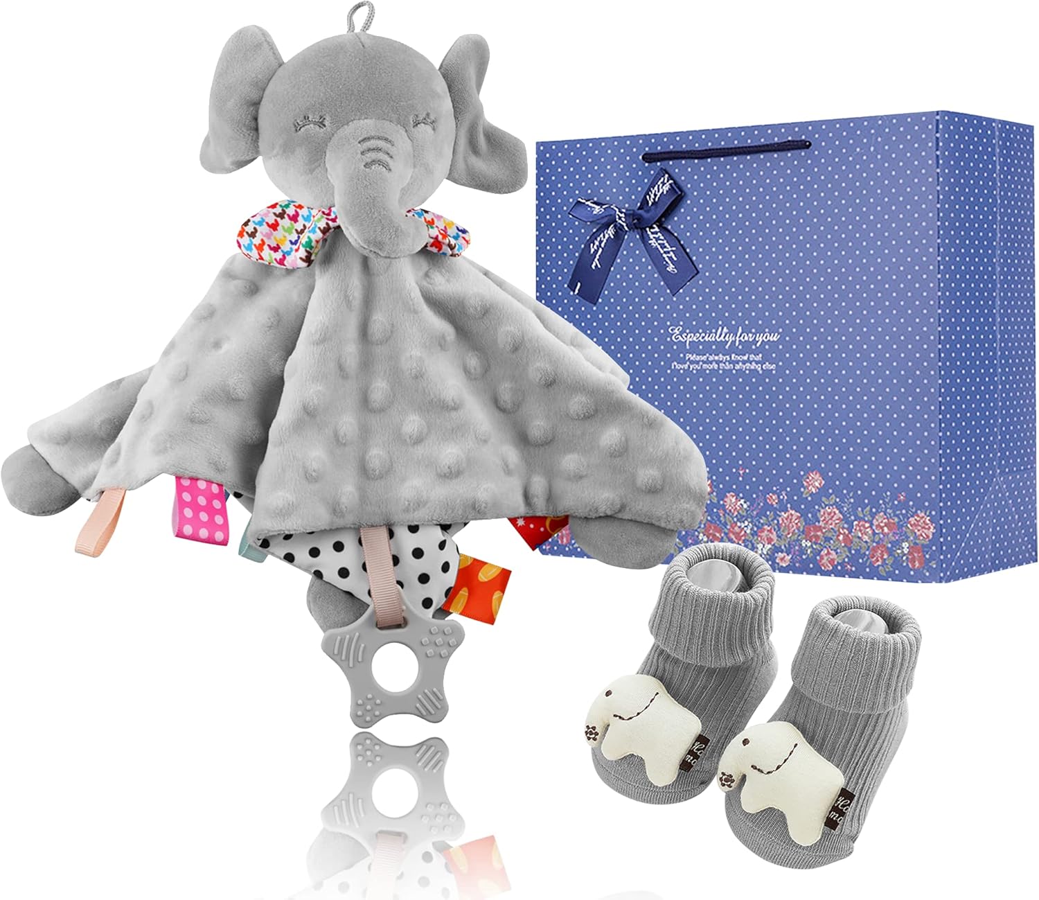 Baby Gifts Set, Unisex New Born Gift Sets with Baby Comforters Blankets and Unique Socks for New Girl Boy or Mommy to be