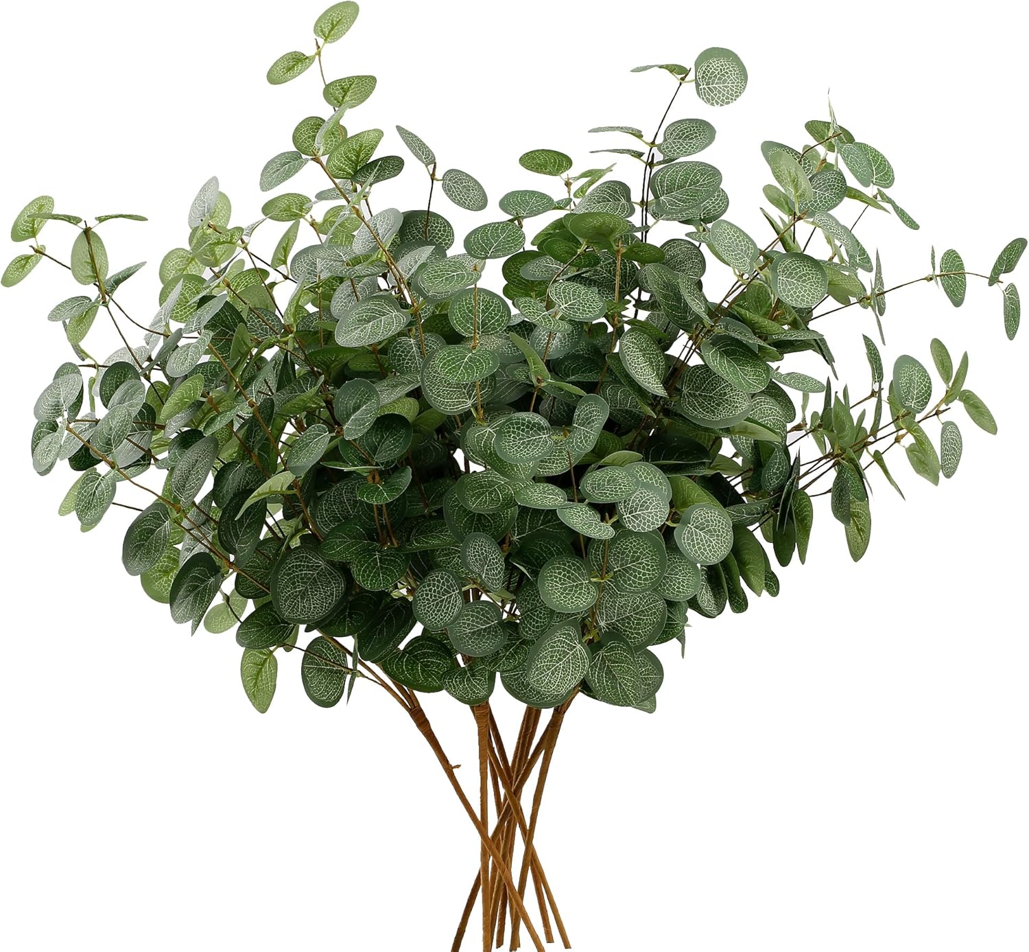 HNVNER 6 Bunches Eucalyptus Artificial Flowers, Artificial Eucalyptus Stems Leaves Branches Faux Silk Artificial Plants Green Foliage Greenery for Flower Arrangement Home Wedding Party Decoration