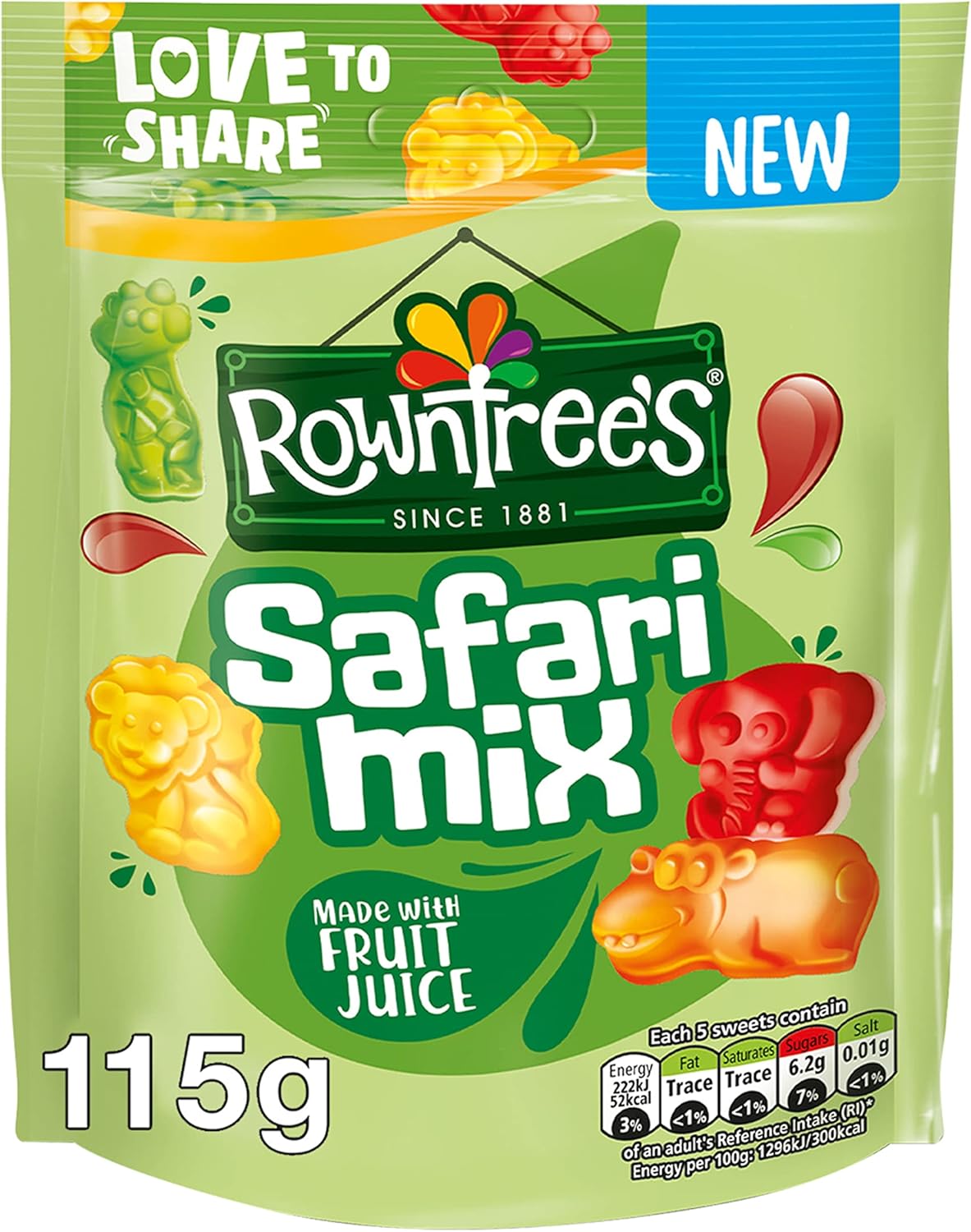 Rowntree’s Safari Mix Sweets Sharing Bag, 115g