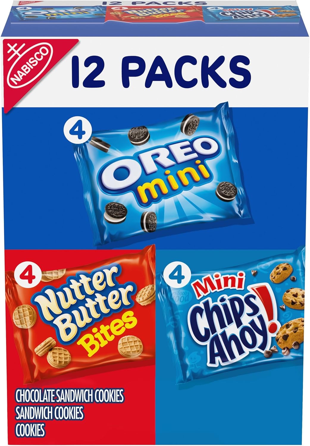 Mini Variety Pack (Chips Ahoy!, Nutter Butter, Mini Oreos), 12-Count Snak Paks (Pack of 2)