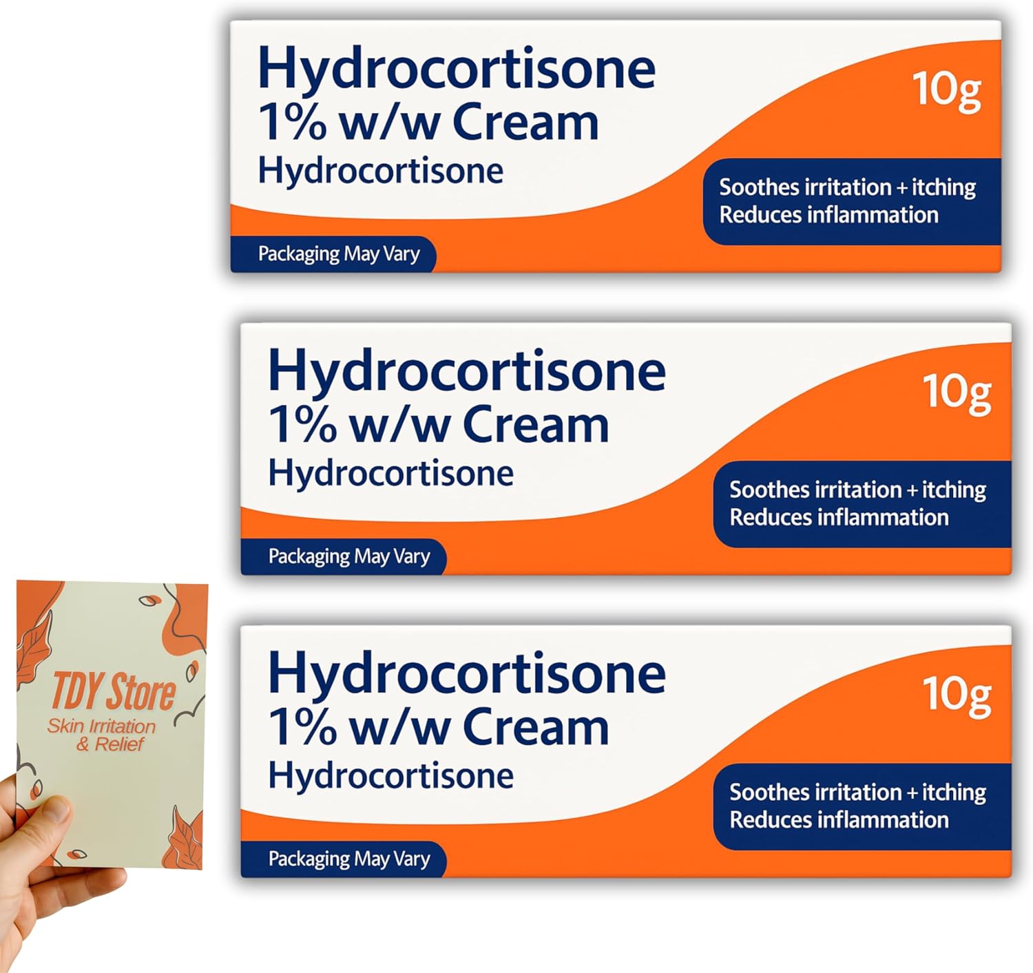 Hydrocortisone Cream 1% w/w Bite and Sting Cream, Mosquito and Bee Sting Treatment, Itchy Skin and Redness Solution, 3 x 10g Tubes - TDY Bundle Including Skin Relief Guide- Packaging May Vary