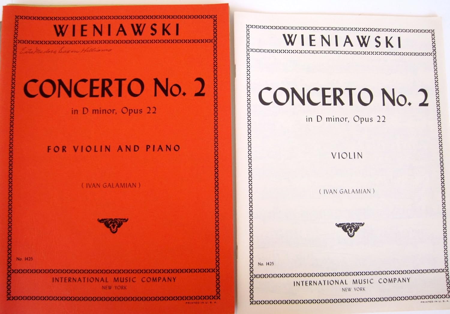 Concerto No. 2 in D Minor- Opus 22 for Violin and Piano (International Music Company, 1425)