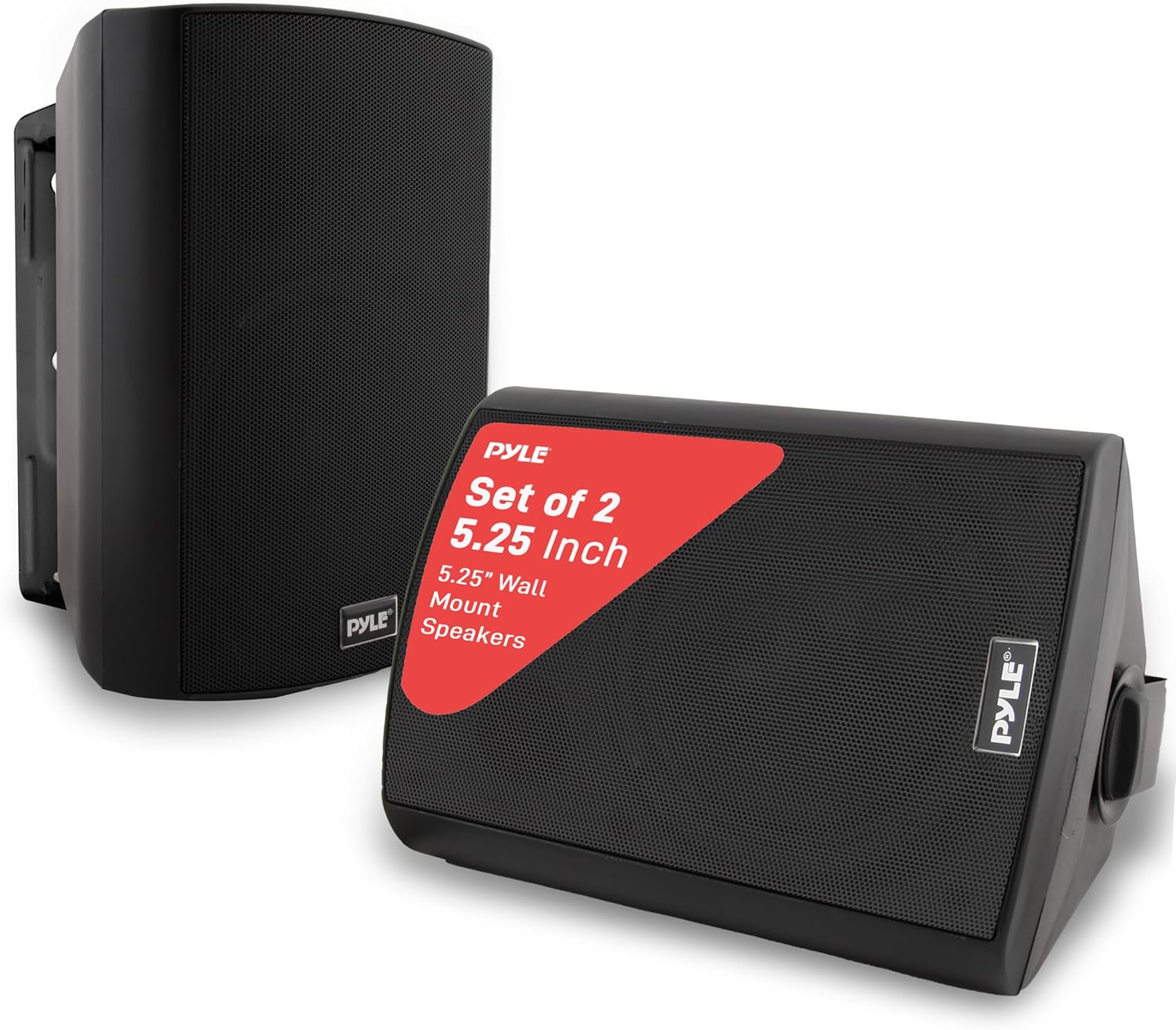 Pyle Waterproof Wall Mount Speaker System - 5.25 Inch Active + Passive Pair Wireless Bluetooth Compatible Indoor/Outdoor Stereo Sound Set with AUX IN - Pyle PDWR52BTBK (Black)