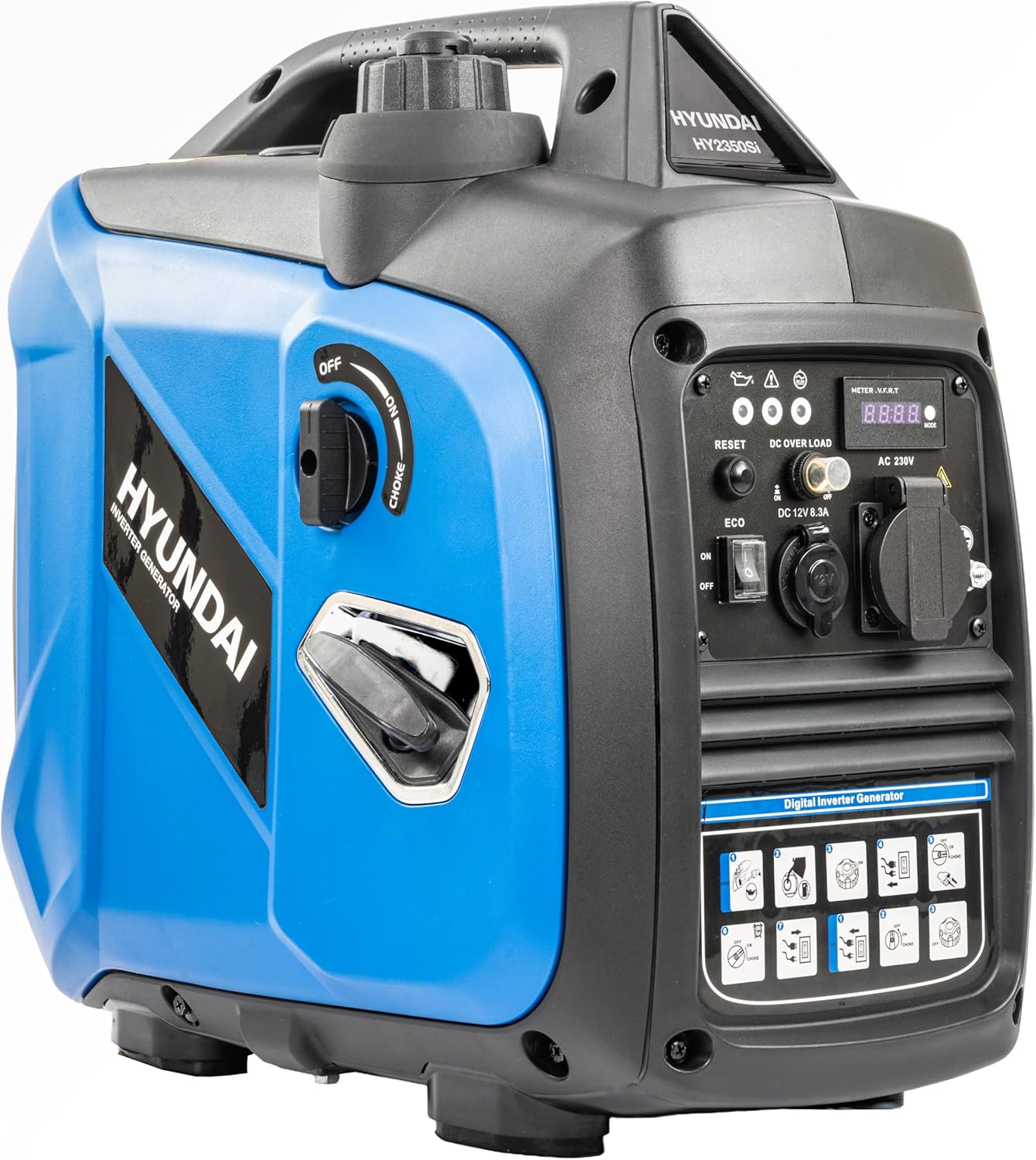 Hyundai 2.0kW Petrol Inverter Generator, 1.8kW Continuous Power, Pure Sine Wave, 62dBA Noise, Portable Power for Camping and Caravans