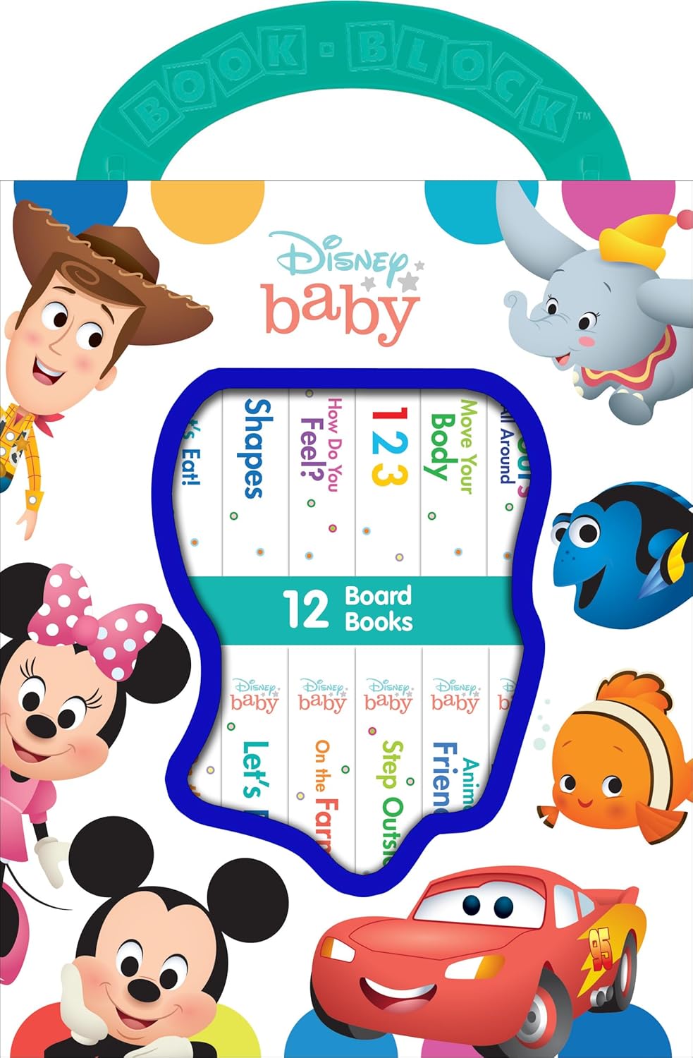 Disney Baby Mickey Mouse, Minnie, Toy Story and More! - My First Library Board Book Block 12-Book Set - First Words, Shapes, Numbers, and More! - PI Kids