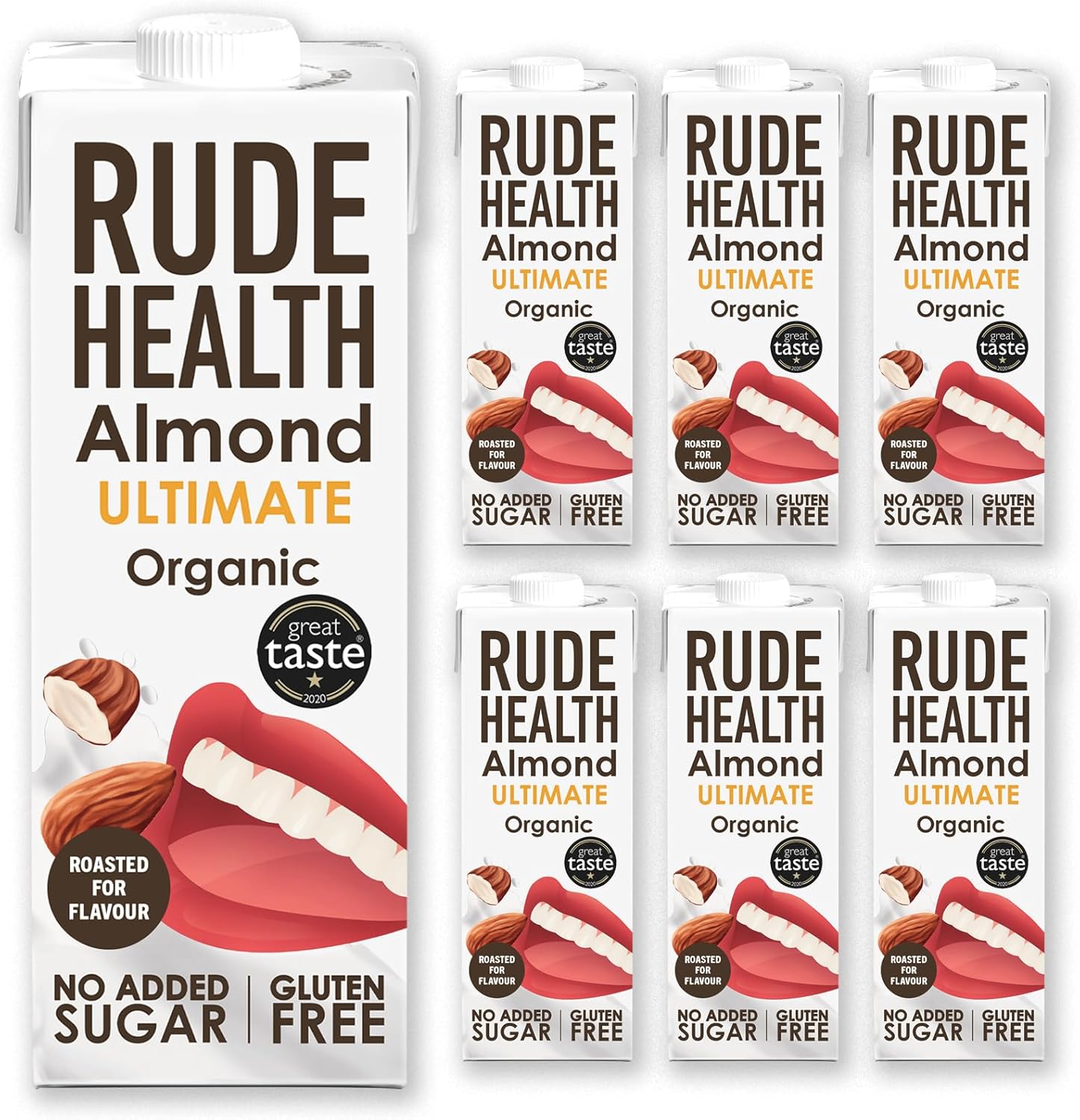 Rude Health Organic Ultimate Almond Drink, 1 Litre (Pack of 6).Packing may vary.