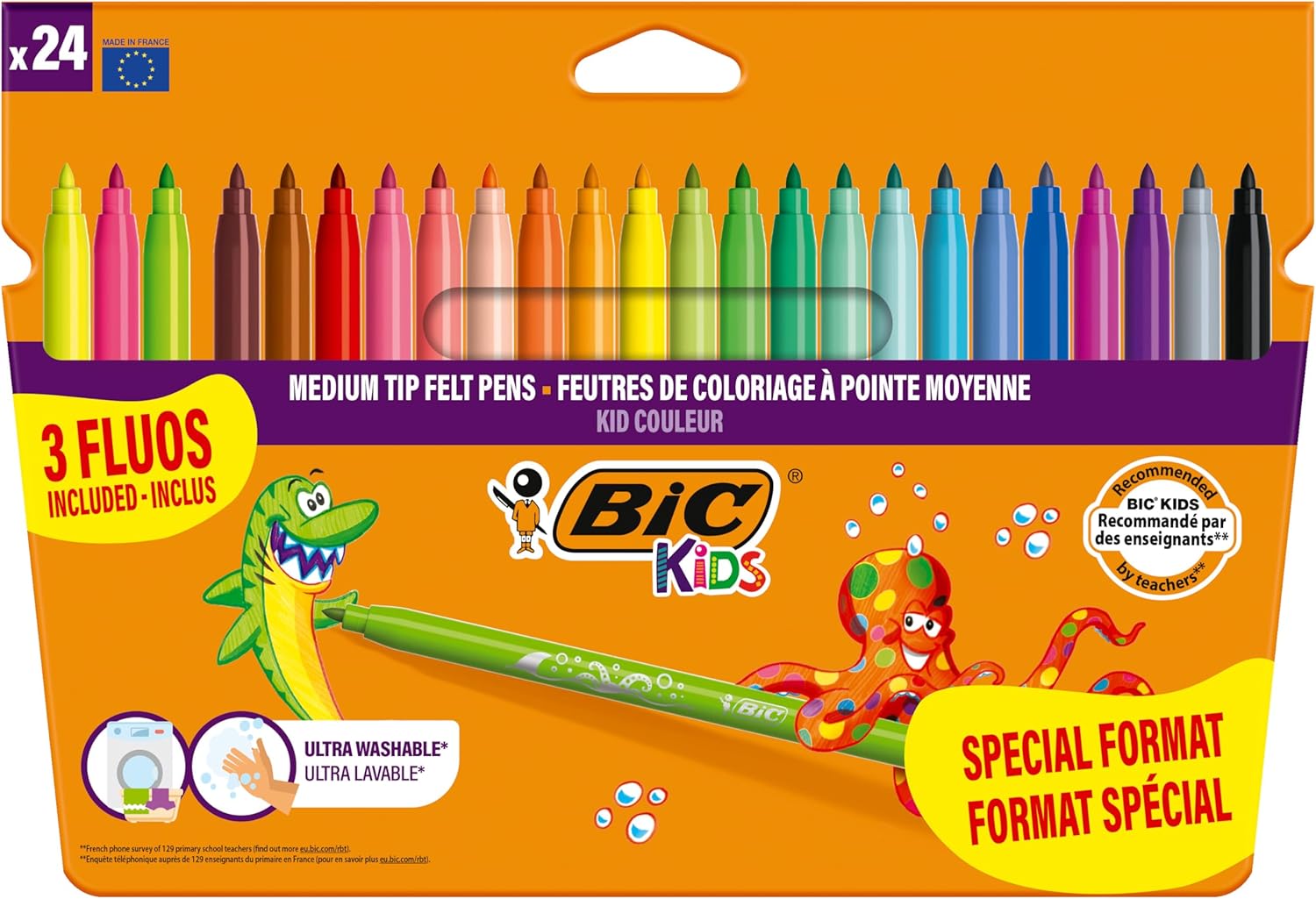 Bic Flamastry Kid Couleur Fluo Pudelko 24 Count (Pack of 1)
