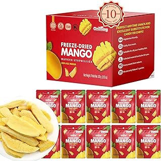 ONETANG Freeze-Dried Fruit Mango Chips, 10 Pack Single-Serve Pack, Non GMO, Kosher, No Add Sugar, Gluten free, Vegan, Holiday Gifts, Healthy Snack 0.35 Ounce