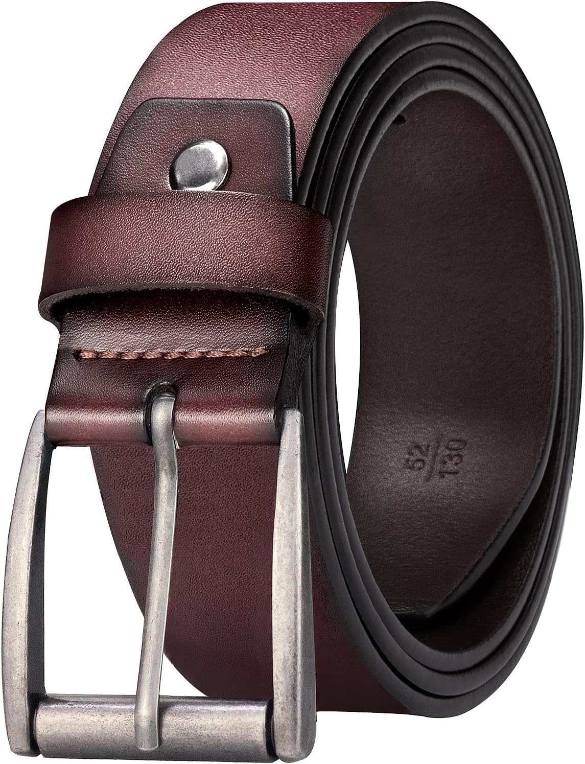 maikun Black Full Grain Leather Belts for Men For Jeans, Black Belt/Brown Belt