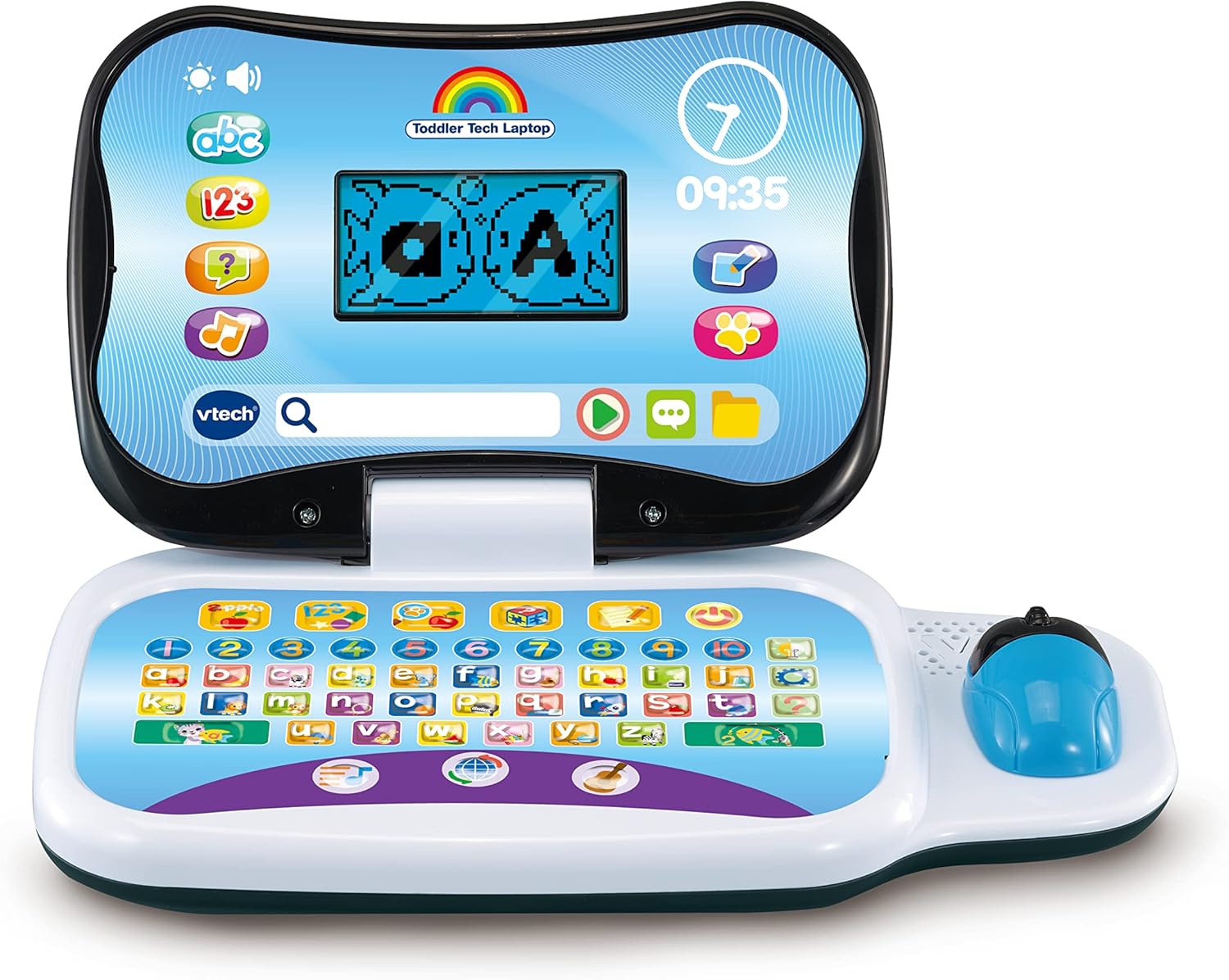 VTech Toddler Tech Laptop, Interactive Educational Computer Toy, 20 Games for Pre-School Children, Learn Alphabet, Letters, Shapes, Numbers, Music & French, Kids Age 2, 3, 4 + Years, English Version