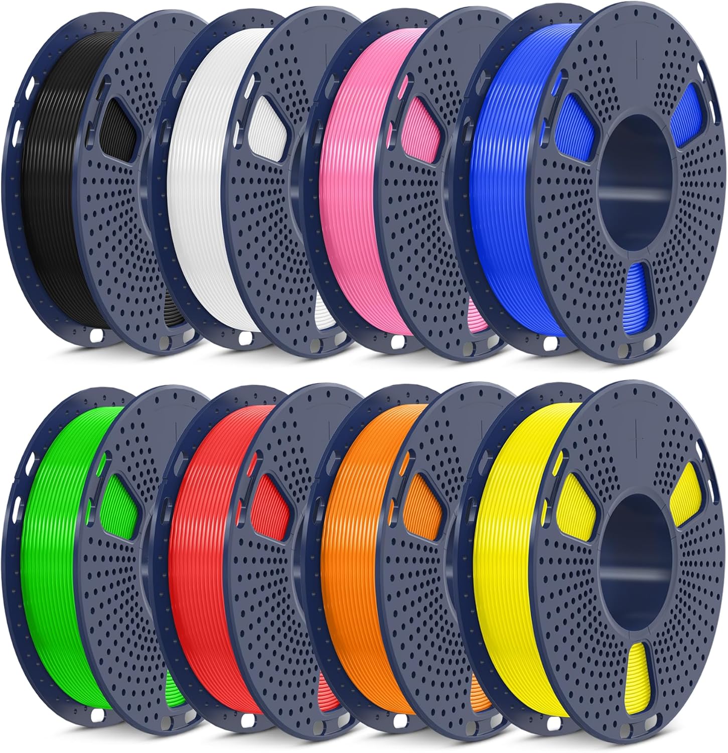SUNLU 250g*8 High Speed PLA Filament 1.75 mm, Filament for 3D Printer, Dimensional Accuracy +/- 0.02 mm, 8 Rolls of 0.25 kg (Black+White+Green+red+Orange+Yellow+Pink+Blue)