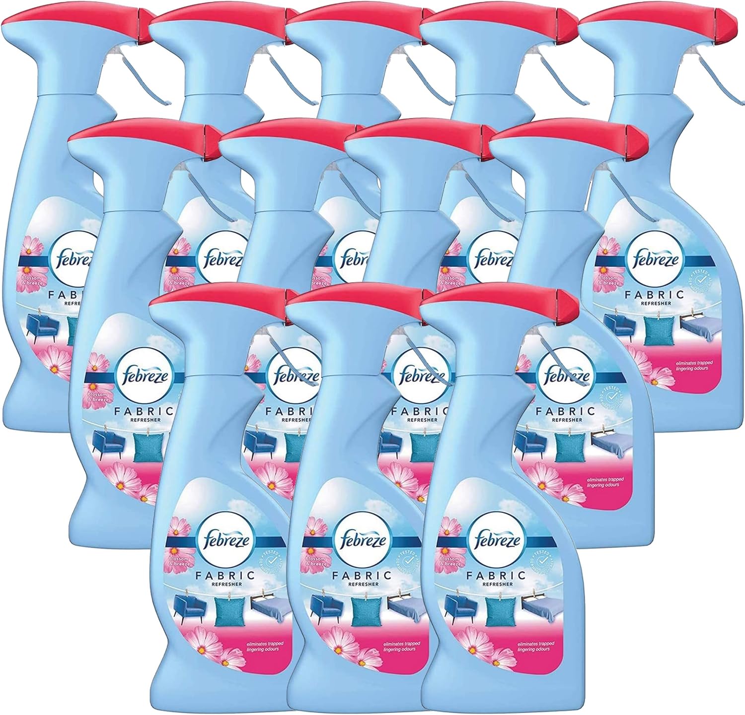 Febreze Fabric Freshener Spray Blossom and Breeze 375 ML, Cleans Away Odours Trapped On Hard to Wash Fabrics And Leaves A Light Fresh Scent 12 x 375 ml