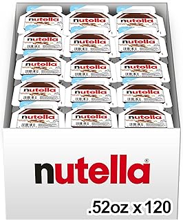 Nutella Hazelnut Spread with Cocoa for Breakfast, Bulk 120 Pack Mini Cups, 0.52 oz Each, Holiday Baking and Desserts