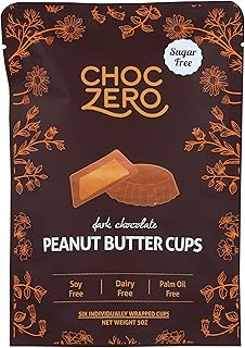 CHOCZERO Dark Chocolate Peanut Butter Cups, 3 OZ