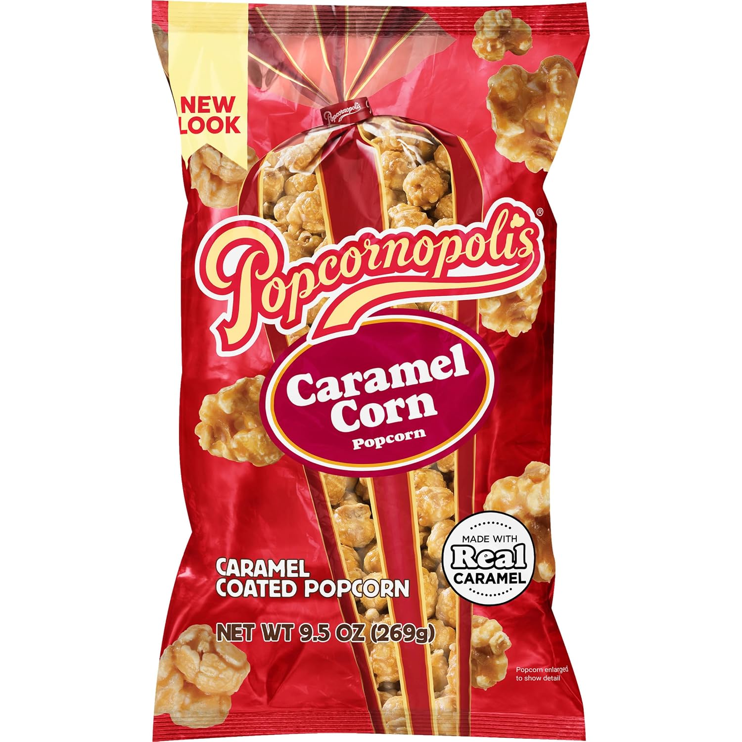 Popcornopolis Caramel Coated Popcorn, 9.5oz Bag