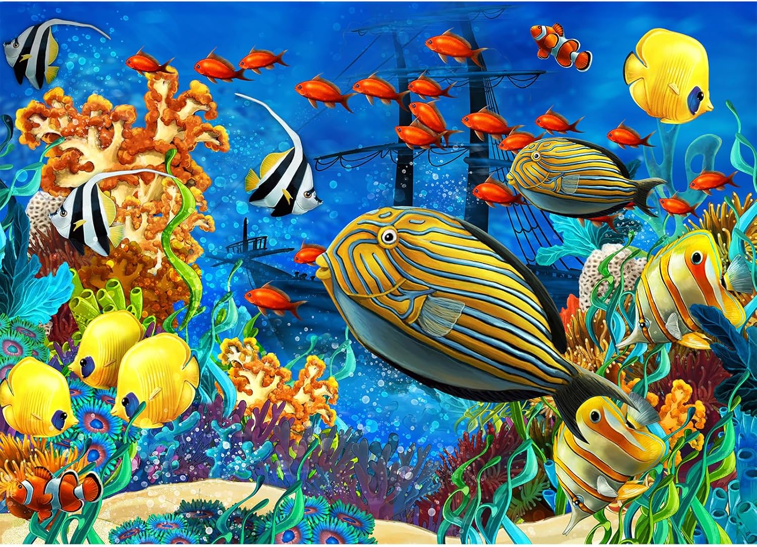 HUADADA Jigsaw Puzzles for Adults 1000 Pieces, Underwater Fishes Interlock Perfectly Letter on Back No Dust, Home Decor Birthday Party Gift Toy for Men Women Olds Seniors (27.5"x19.6"), 1:1 Poster