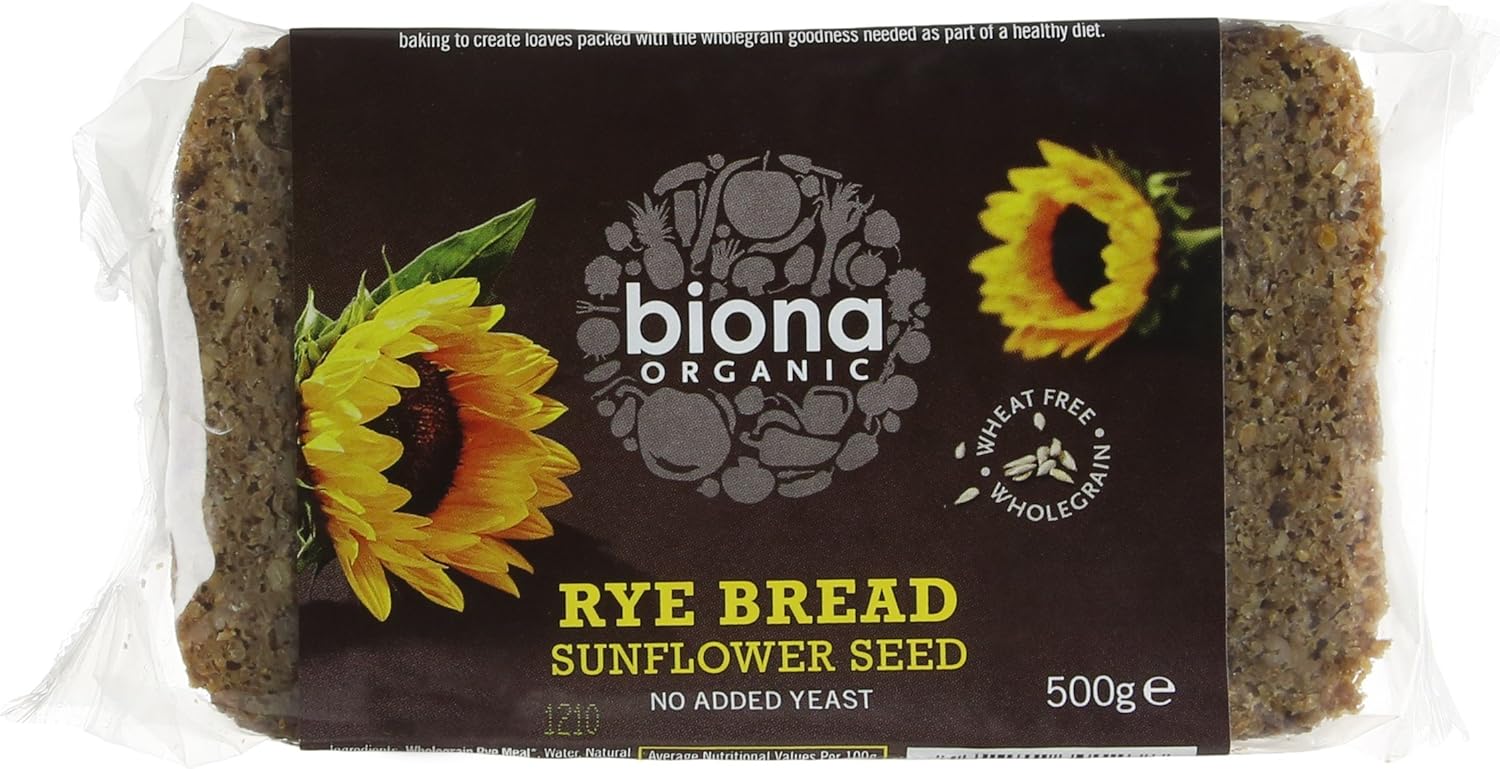 Biona Organic Rye and Sunflower Seed Bread, 500g
