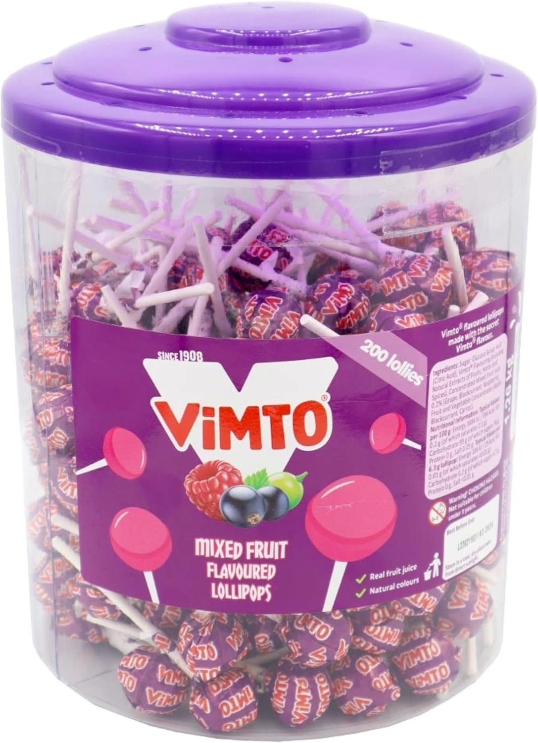 Vimto Original Mixed Fruit Flavoured Lollipops (Jar of 200)
