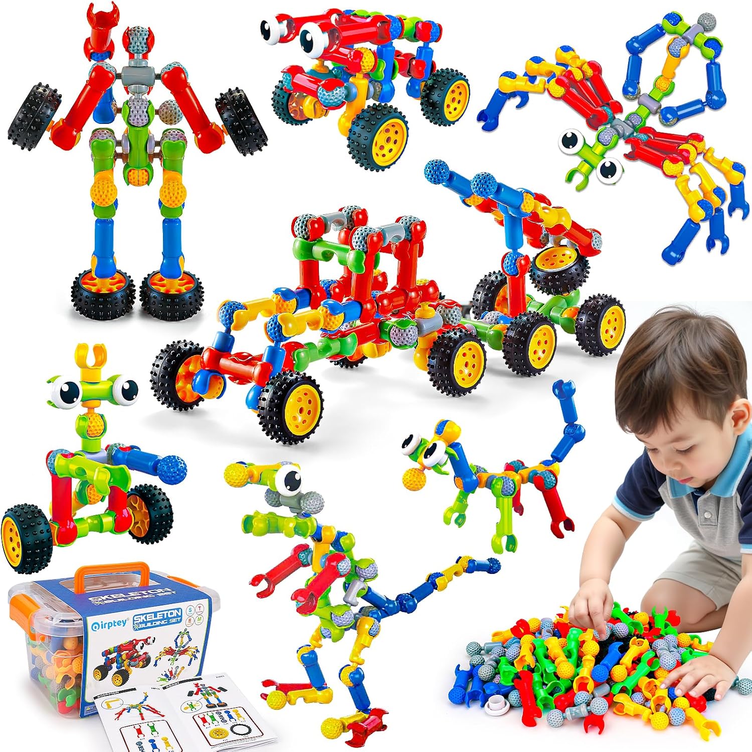 Kids STEM Building Toys for 4-8 6-8, Building Blocks STEM Kit Ages 3 4 5 6 Year Old Boys Gift, Educational Engineering Construction Blocks Toy Creative DIY Activities Gmae for Boys Girls