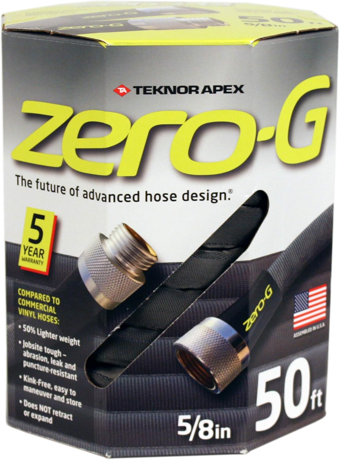 zero-G Zero G-4001-50#4 D X 50 ft. L Black Aluminum Garden Hose, 5/8" x 50'