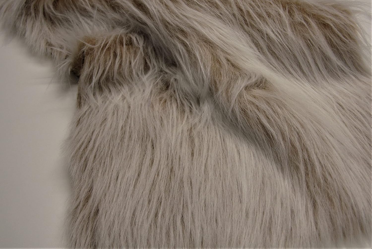 Long Pile Fun Faux Fur Fabric Material - Camel Frost, 1Mtr - 150cmx100cm