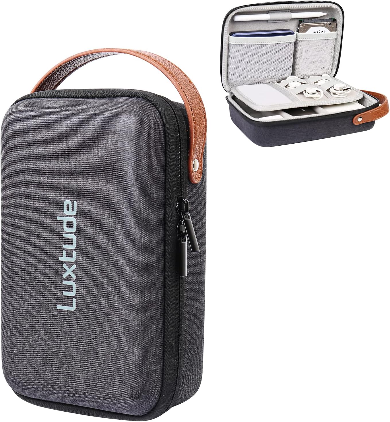 Luxtude Electronic Organizer Travel Bag, Small Charger Organizer, Hard Charger Pouch, Travel Tech Bag, Portable Electronics Bag, Travel Essentials for Electronic Accessories/Mouse/SD/Cash/Pen