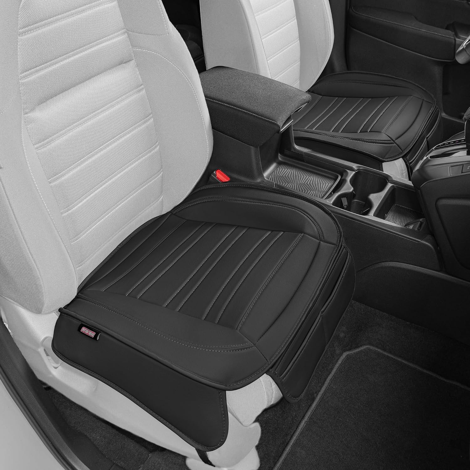 Motor Trend Seat Covers for Cars Trucks SUV, Faux Leather 2-Pack Black Padded with Storage Pockets, Premium Interior Car Seat Cover