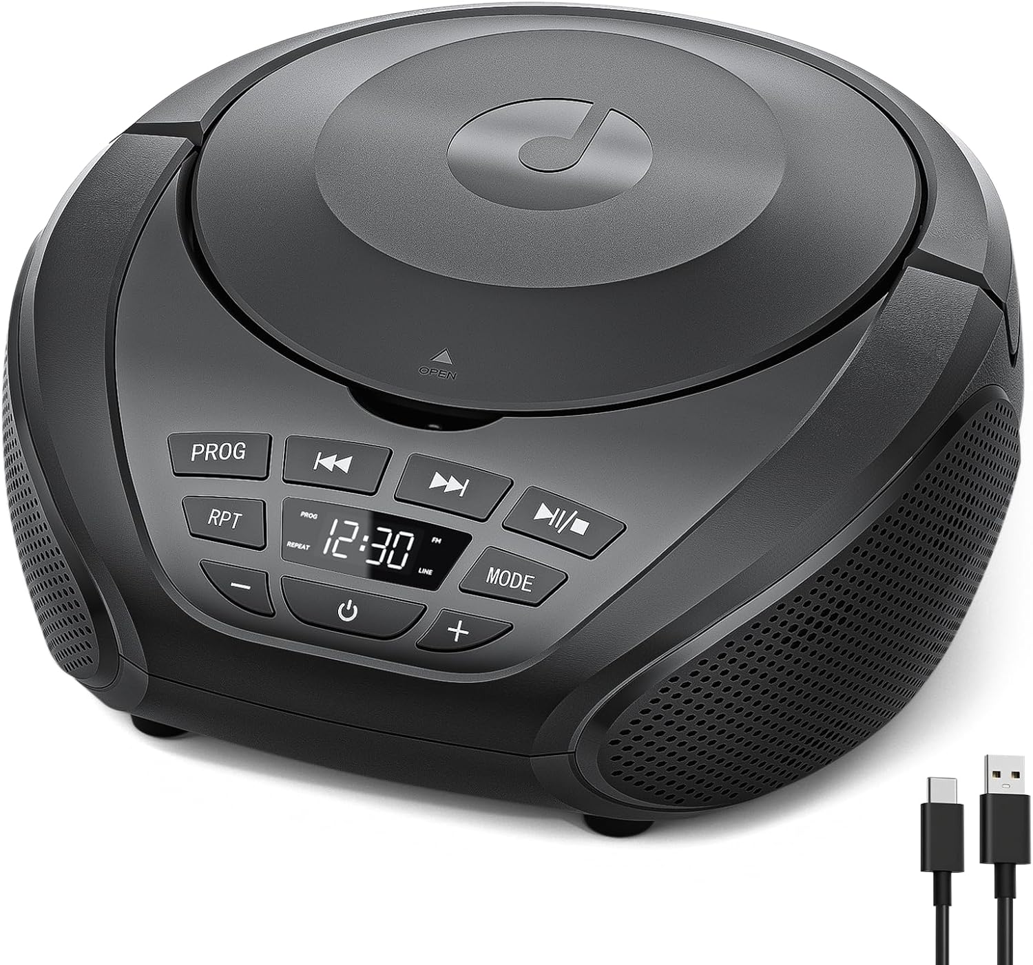 Gueray CD Player Portable Boombox: Radio CD Players Boombox with Speakers FM Radio AUX Input Support Headphones Playlist Mode PROG Playback for Outdoor Indoor Audiobooks