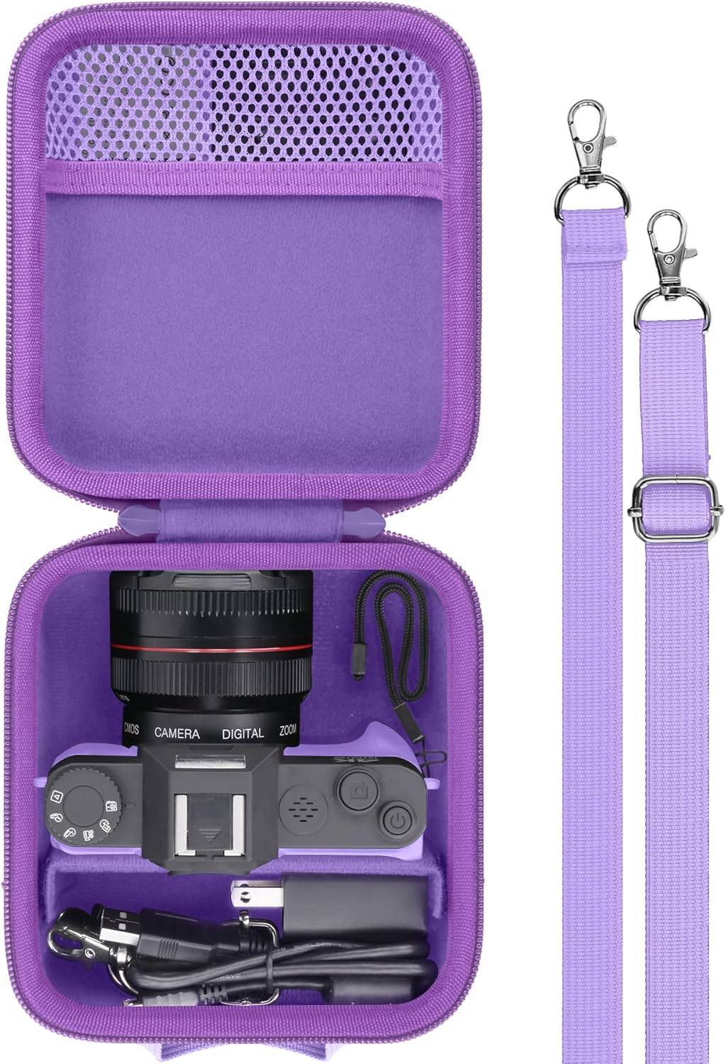 Camera Case for VJIANGER/VETEK/NIKICAM 4K Vlogging Camera,Carrying Case Holder for 4K Vlogging Camera and Accessories(Purple Case)