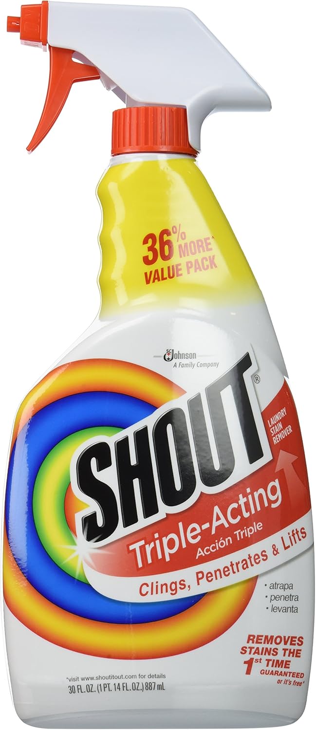 Shout, Laundry Stain Remover,Trigger Spray, Triple-Acting 30 Fl. Oz. (Pack of 2)