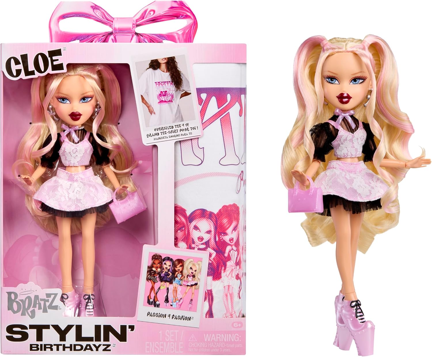Bratz Stylin’ Birthdayz Cloe Fashion Doll with Customizable T-Shirt for You and Accessories