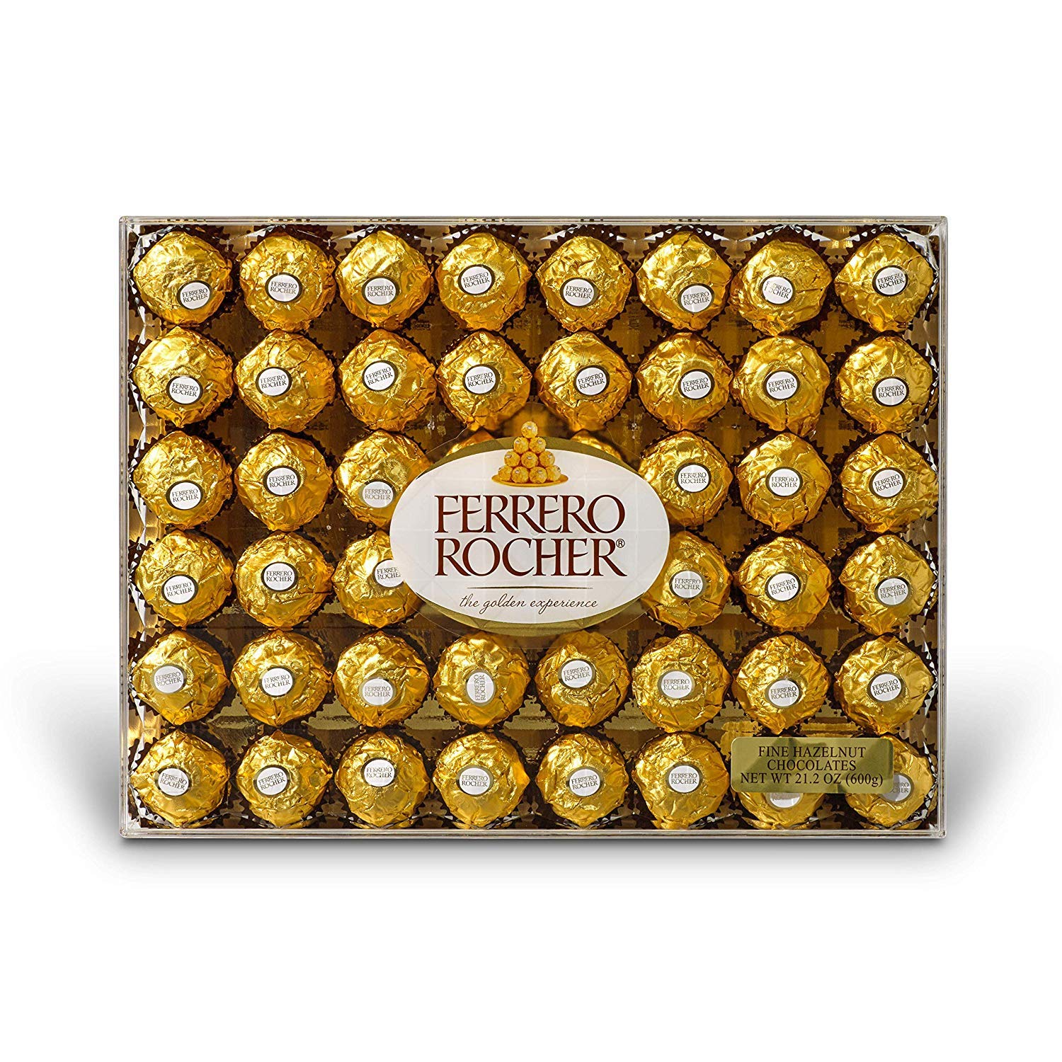 Ferrero Rocher Fine Hazelnut Chocolates, 48 Count Chocolate Gift Box, 21.2 Oz (48 Count)