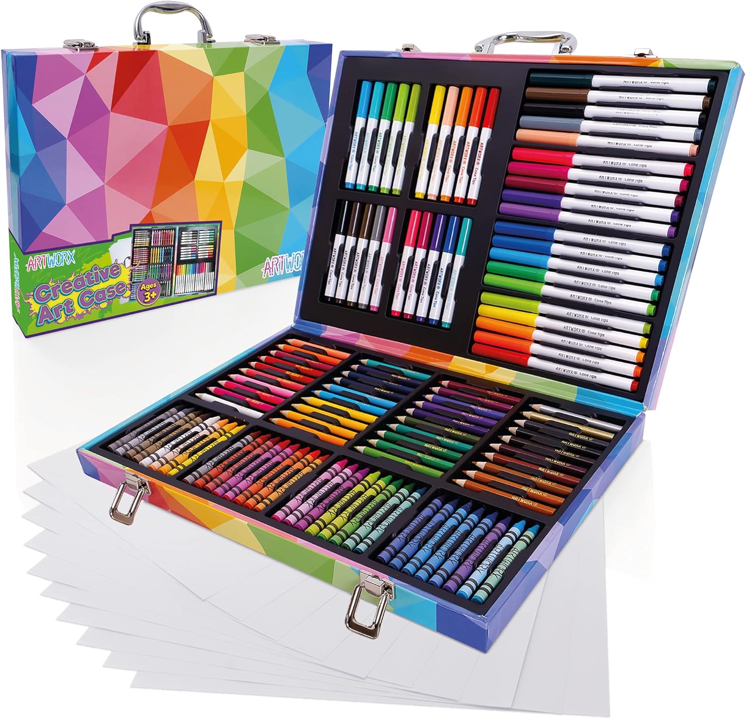 Artworx Art Set For Kids - 122 Assorted Art Pieces & Carry Case - Kids Colouring Sets - Colouring Pencils, Felt Tips Pens, Wax Crayons - Arts and Craft Sets For Children Age 4-8 (5035)