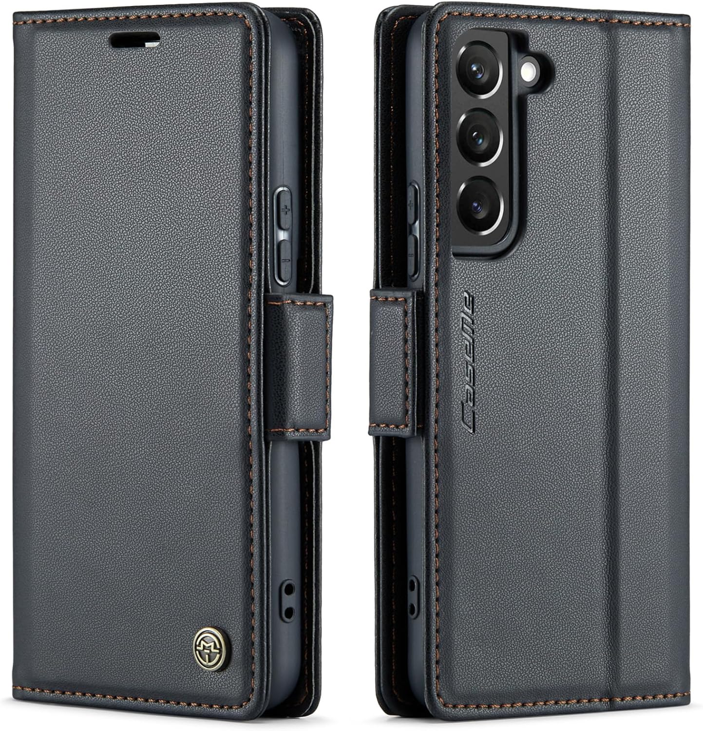 QLTYPRI Wallet Case for Samsung Galaxy S22, Premium PU Leather Magnetic Flip Folio Case with RFID Blocking Credit Card Slots Kickstand Shockproof Protective Phone Case Cover - Black