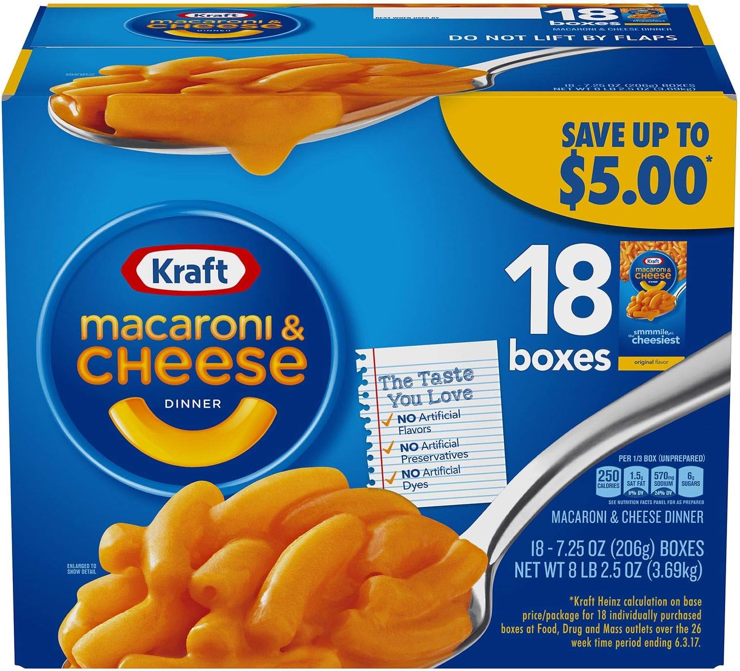 Kraft Macaroni & Cheese Dinner, Original, 7.25 Oz, 18 Pack
