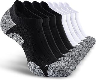 Men's No Show Compression Athletic Socks, Cushioned for Running Hiking
