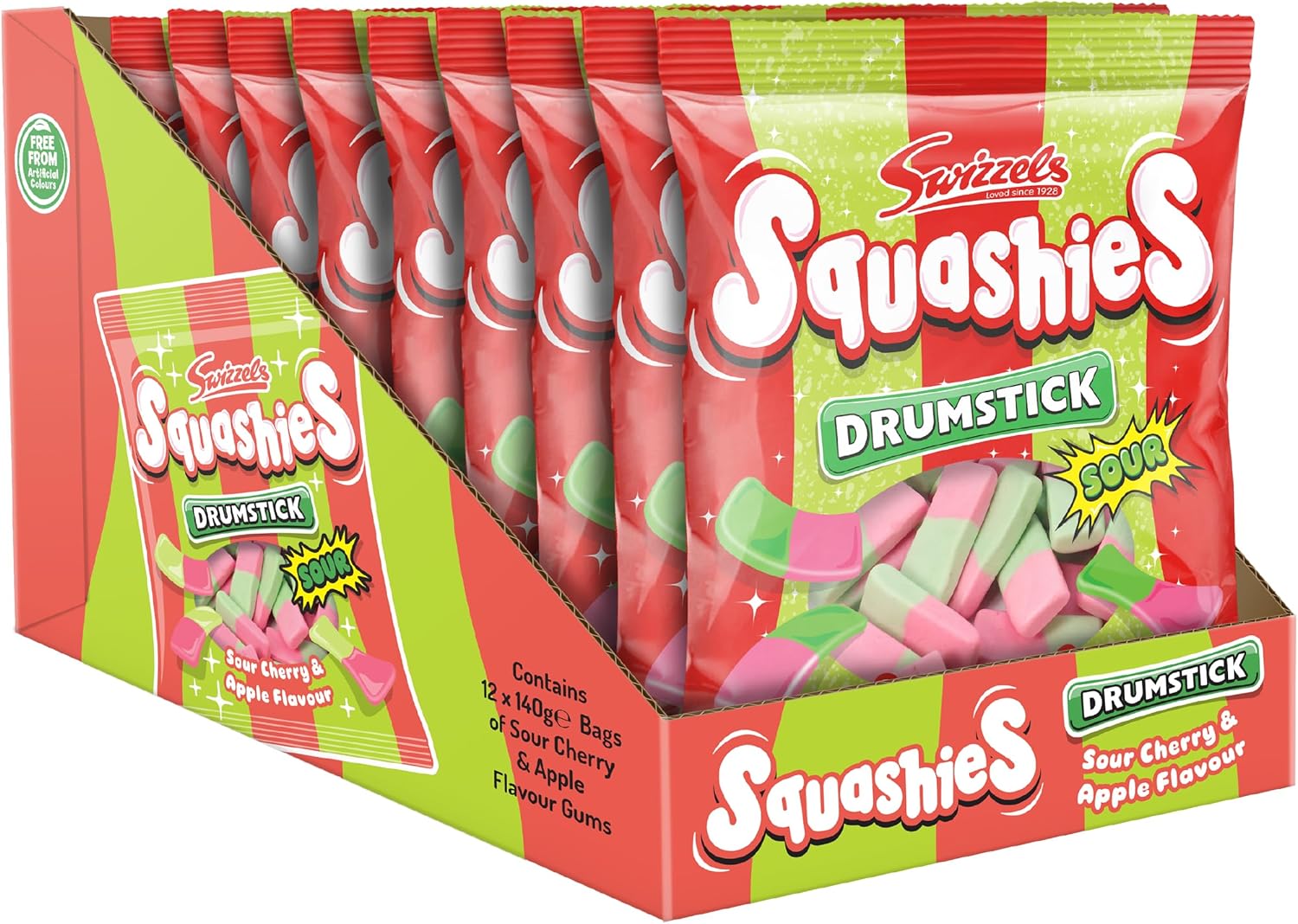 Swizzels Squashies Sweets - Sour Cherry & Apple Flavour - Multipack (12 x 140g)