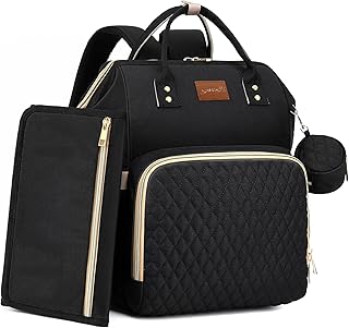 Diaper Bag Backpack with Changing Pad Pacifier Case, Baby Bag for Boy Girl Toddler - Large, Stylish, Waterproof Travel Diaper Bag for Mom - Baby Shower Gifts - Black