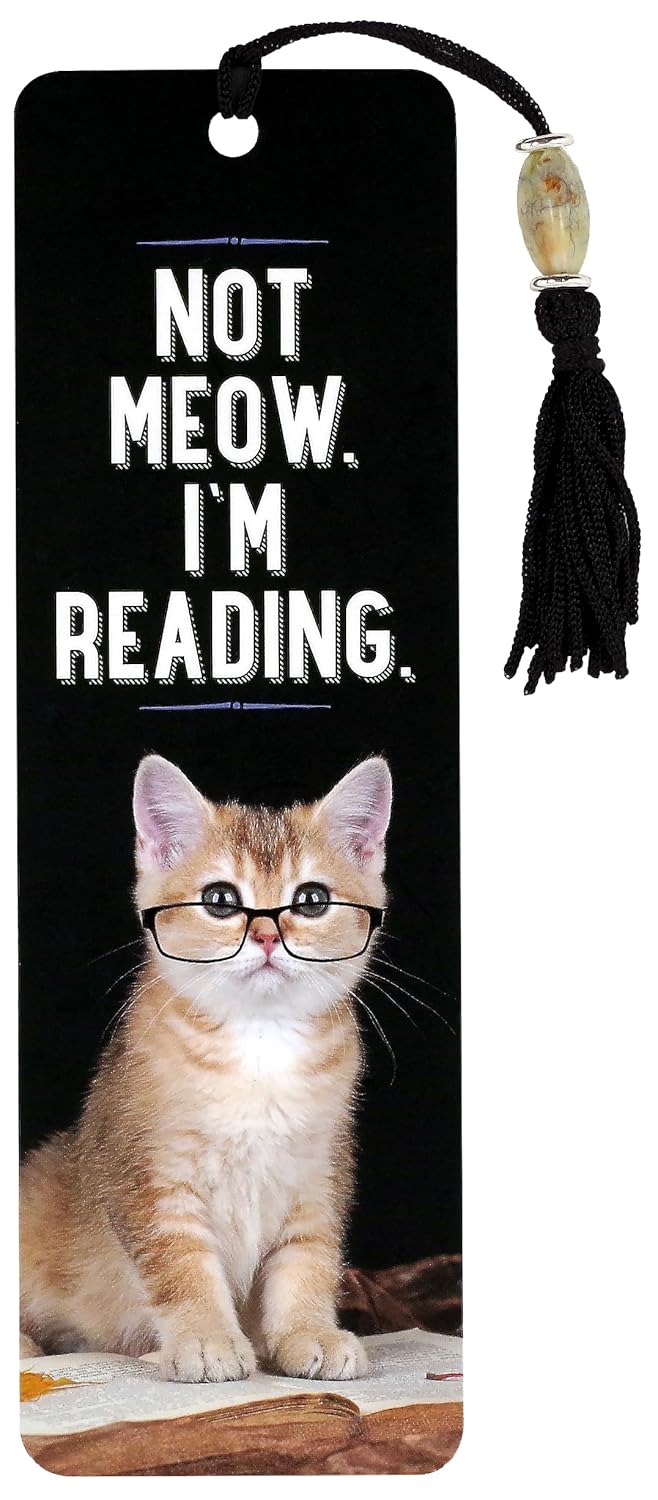 Not Meow, I'm Reading Beaded Bookmark, Cardstock