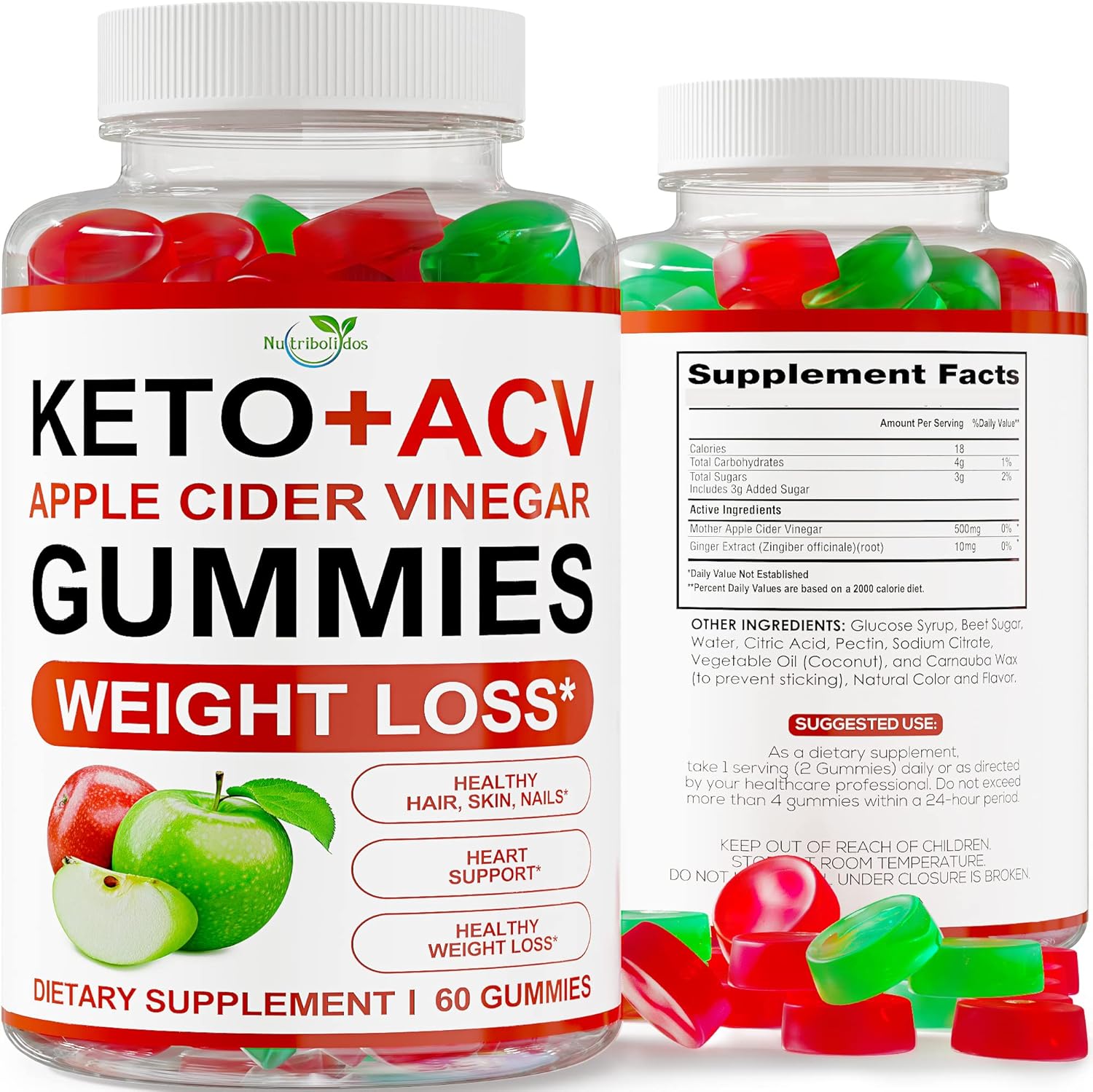 Keto ACV Gummies Advanced Weight Loss - ACV Keto Gummies for Weight Loss - Gummy Supplement for Women and Men - Cleanse - Detox - Apple Cider Vinegar - Kelly Clarkson - 60 Ct